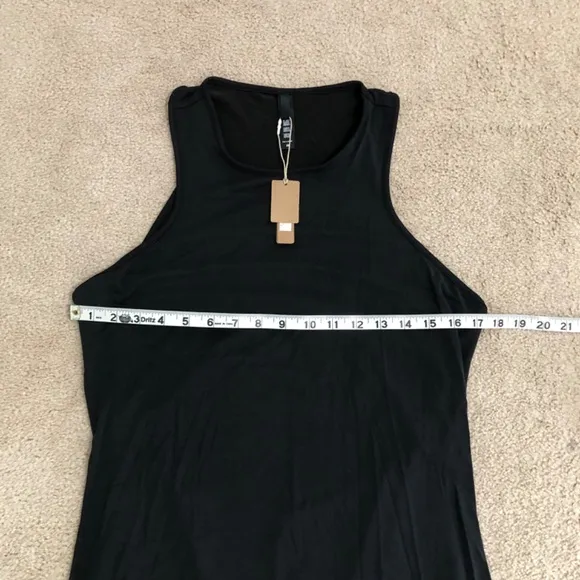 Skims New Black Onyx Smooth Lounge Maxi Dress Open Racer Back Cutout Size 2X