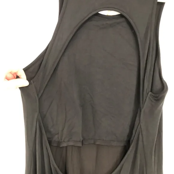 Skims New Black Onyx Smooth Lounge Maxi Dress Open Racer Back Cutout Size 2X