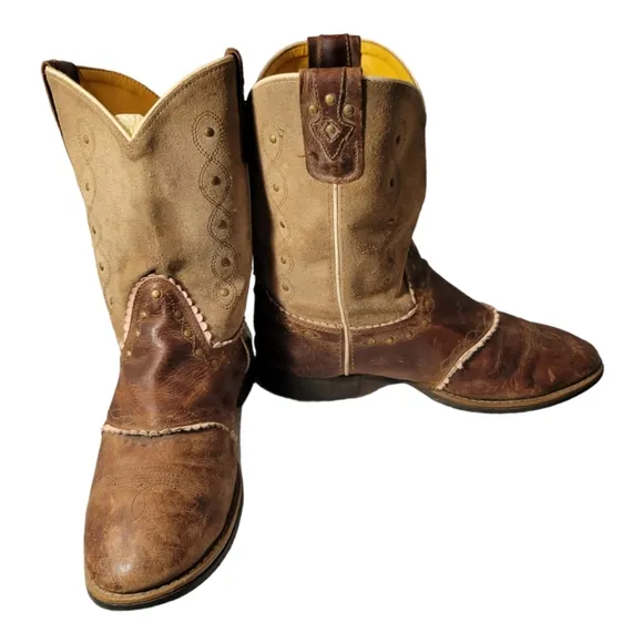 Smoky Mountain Womens 3004Y Brown Leather Mid Calf Pull On Western Boots 6.5 D