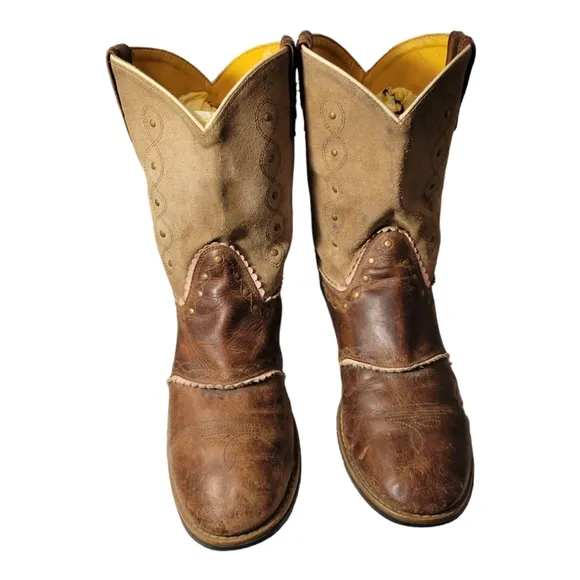 Smoky Mountain Womens 3004Y Brown Leather Mid Calf Pull On Western Boots 6.5 D