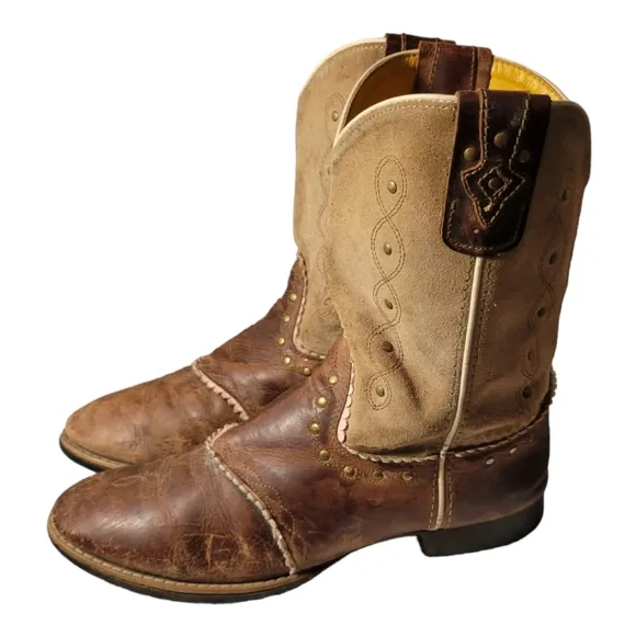 Smoky Mountain Womens 3004Y Brown Leather Mid Calf Pull On Western Boots 6.5 D