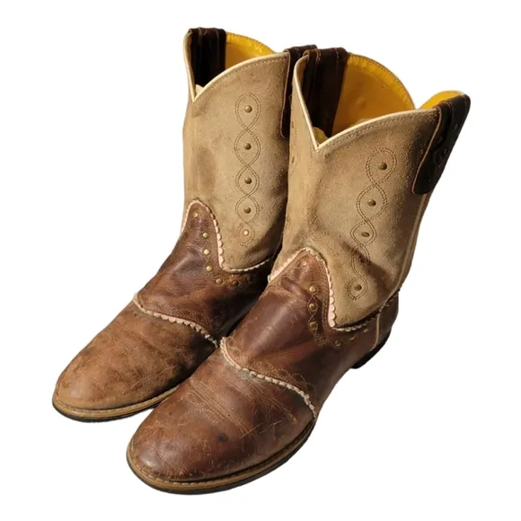 Smoky Mountain Womens 3004Y Brown Leather Mid Calf Pull On Western Boots 6.5 D