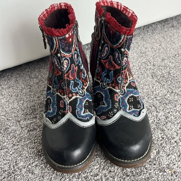 Socofy Paisley Patterned Ankle Boots Size EU 37