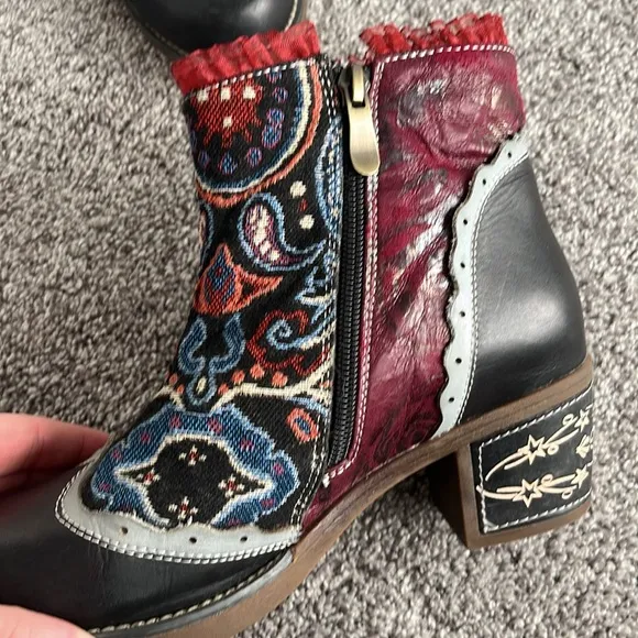 Socofy Paisley Patterned Ankle Boots Size EU 37