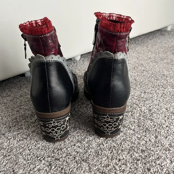 Socofy Paisley Patterned Ankle Boots Size EU 37