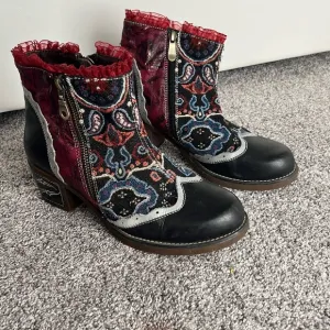 Socofy Paisley Patterned Ankle Boots Size EU 37
