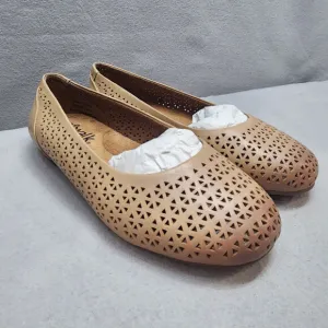 Softwalk Sonoma Women's Brown Leather Slip On Ballet Flat Shoes Size 6.5 WW NWOB