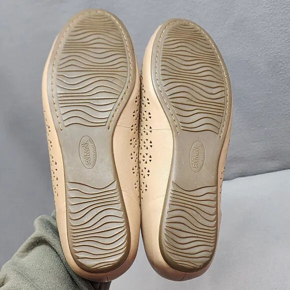 Softwalk Sonoma Women's Brown Leather Slip On Ballet Flat Shoes Size 6.5 WW NWOB