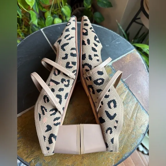 SoftWave Cut Out Block Heeled Mules Leopard Print size8.5