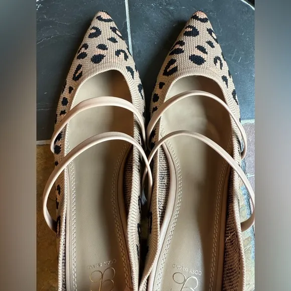 SoftWave Cut Out Block Heeled Mules Leopard Print size8.5