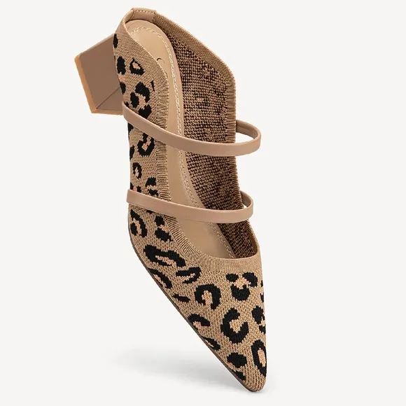 SoftWave Cut Out Block Heeled Mules Leopard Print size8.5