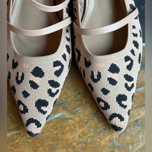 SoftWave Cut Out Block Heeled Mules Leopard Print size8.5