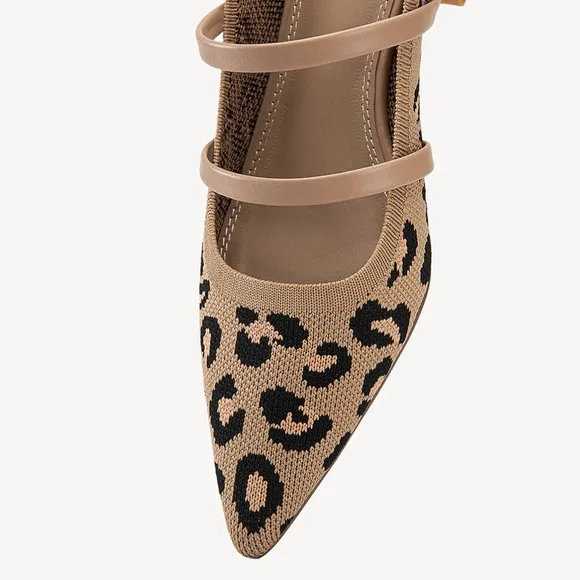 SoftWave Cut Out Block Heeled Mules Leopard Print size8.5