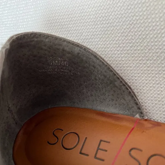 Sole Society Colvan Gray Cut Out Flats Sandals Open Toe Leather Shoe Women's 9