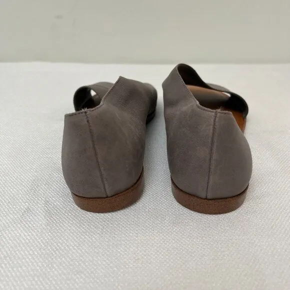 Sole Society Colvan Gray Cut Out Flats Sandals Open Toe Leather Shoe Women's 9