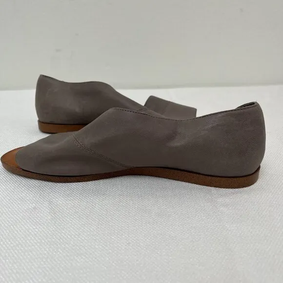 Sole Society Colvan Gray Cut Out Flats Sandals Open Toe Leather Shoe Women's 9