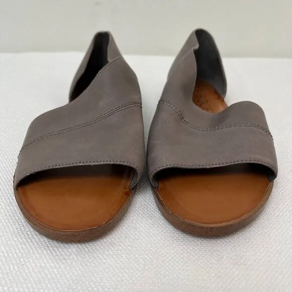 Sole Society Colvan Gray Cut Out Flats Sandals Open Toe Leather Shoe Women's 9