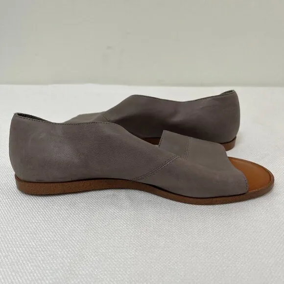 Sole Society Colvan Gray Cut Out Flats Sandals Open Toe Leather Shoe Women's 9