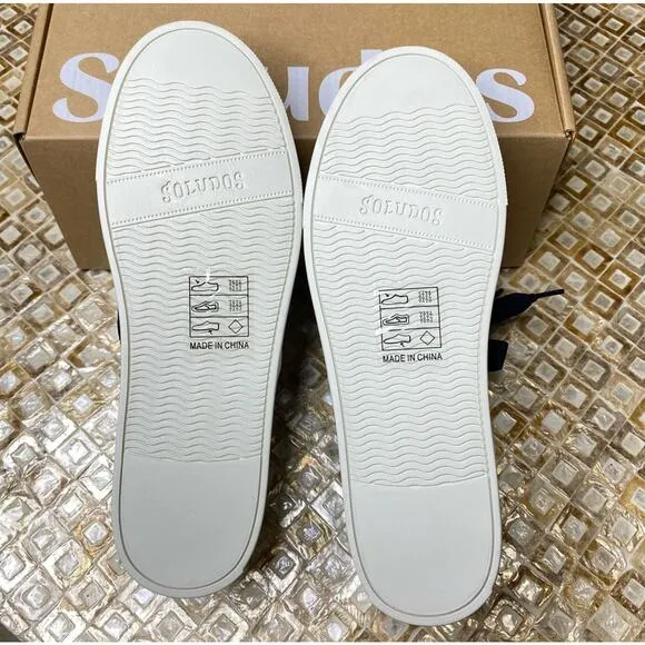 Soludos Low Top Sneakers Floral Embroidery Organic Cotton Navy Blue 7M New