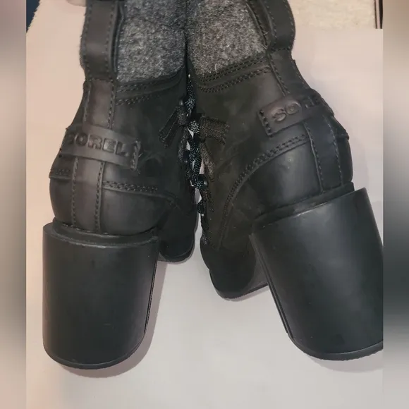 Sorel Blake Lace Up Heeled Boots Gray Black Green Laces Size 7