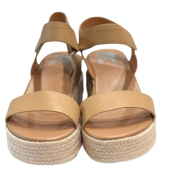 SOREL Cameron Beige Leather Flatform Wedge Sandals | US 10