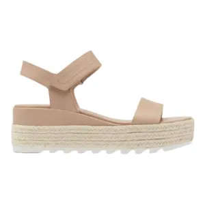 SOREL Cameron Beige Leather Flatform Wedge Sandals | US 10