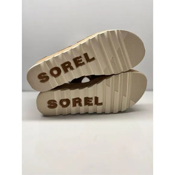 Sorel Cameron Flatform Lace Sandals Tan Leather Platform, Women’s Size 9