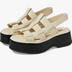 SOREL Dayspring Slingback Platform Sandals size 10 honey white/ black