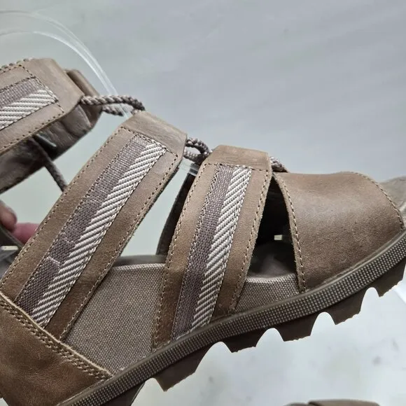 Sorel Joanie II Casual Lace up Sandals Ash Brown Womens 7 Wedge Boho Festival