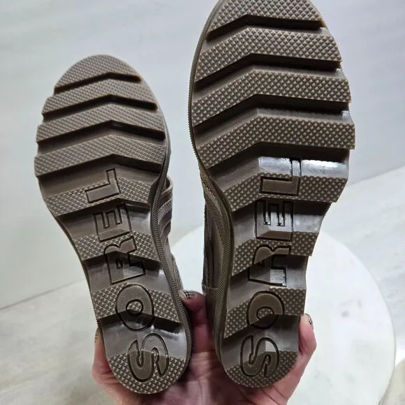 Sorel Joanie II Casual Lace up Sandals Ash Brown Womens 7 Wedge Boho Festival