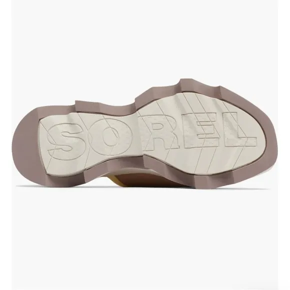 Sorel Kinetic Impact Platform Slide Sandal Beige Tan Leather Chalk Women’s 8.5