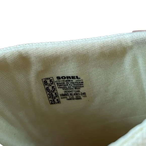 Sorel Kinetic Impact Platform Slide Sandal Beige Tan Leather Chalk Women’s 8.5