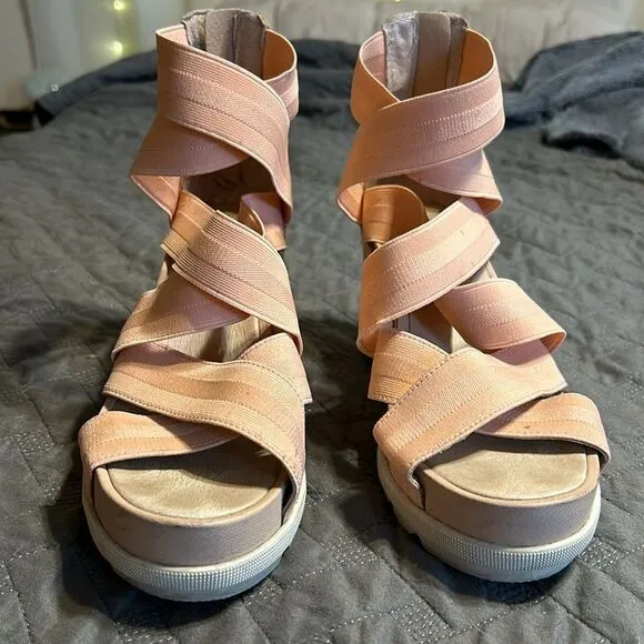 Sorel Leather Joanie II Platform Wedge Sandals 9