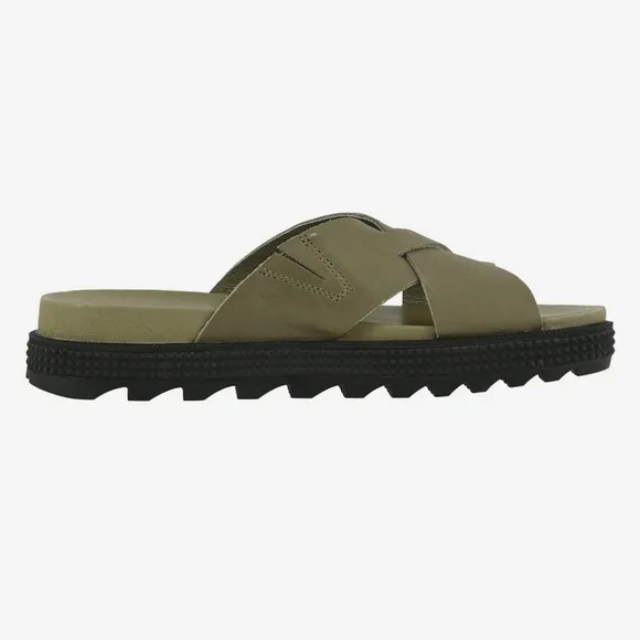SOREL Roaming Crisscross Slide Sandal Sage Green Black