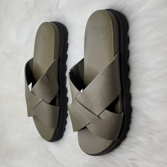 SOREL Roaming Crisscross Slide Sandal Sage Green Black