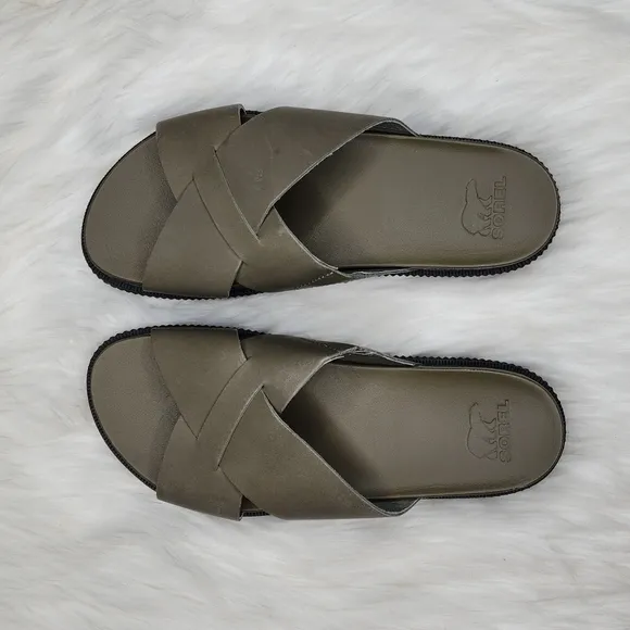 SOREL Roaming Crisscross Slide Sandal Sage Green Black