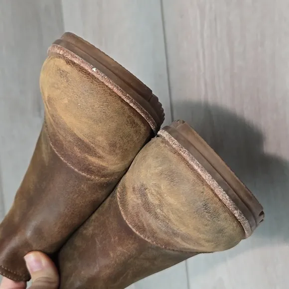 Sorel Women Brown Leather Ankle Tractor Platform Boots Shoes Sz 9