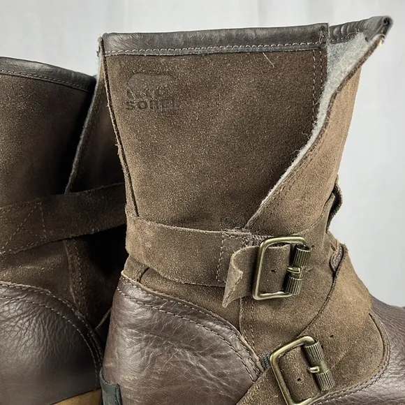 Sorel Women S Major Moto Boot in Brown Leather.
