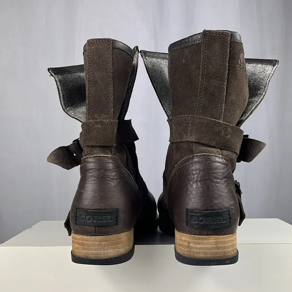 Sorel Women S Major Moto Boot in Brown Leather.