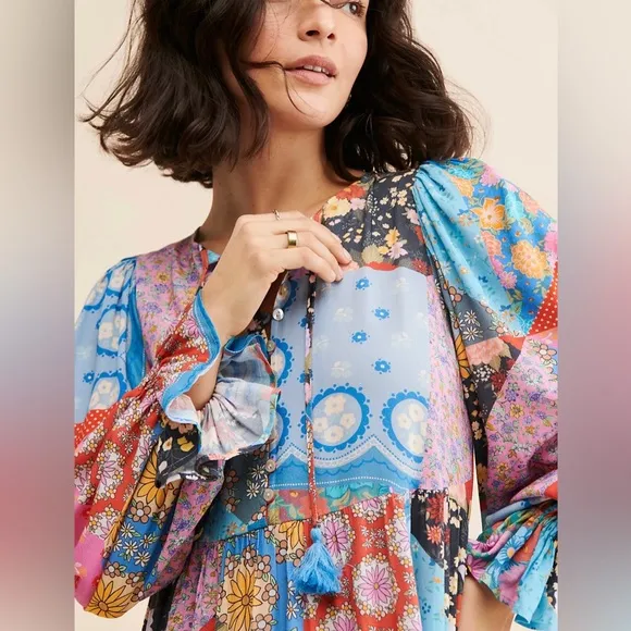 Spell &amp; the Gypsy Collective Cha Cha Boho Midi Dress Patchwork Boho multicolor S