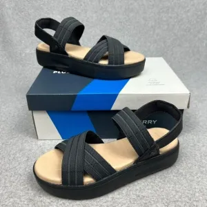 Sperry Bayou Plushstep Chunky platform Sandals Womens 7 Black Comfort Casual