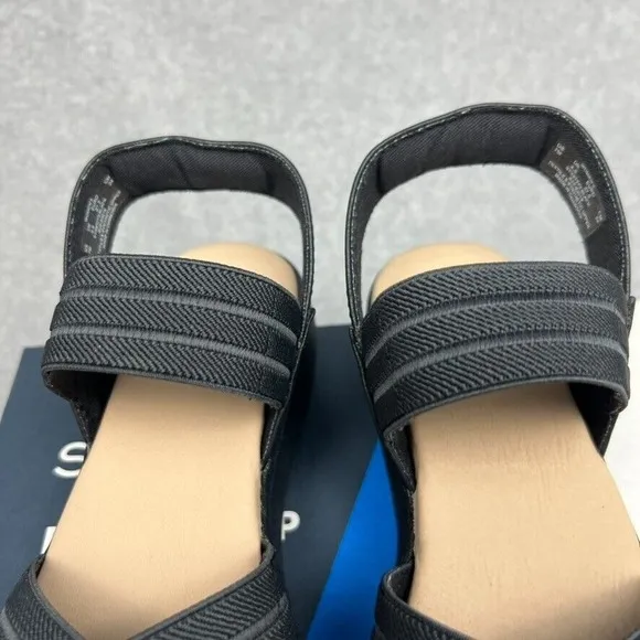 Sperry Bayou Plushstep Chunky platform Sandals Womens 7 Black Comfort Casual