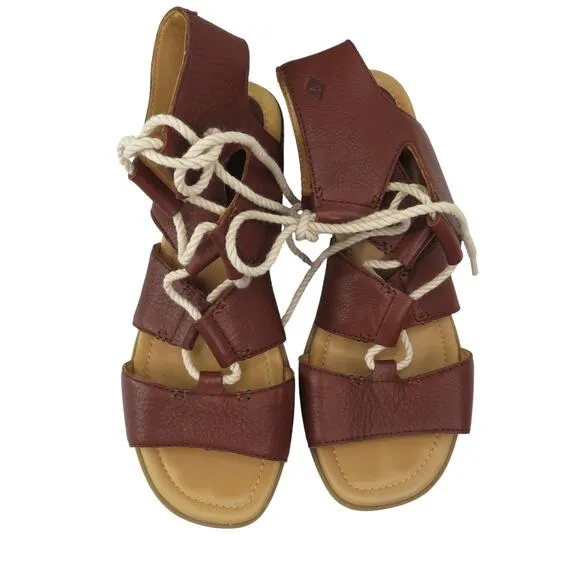 Sperry Top Sider Vivienne Lia Leather Sandals Lace Up Block Heel Size 7