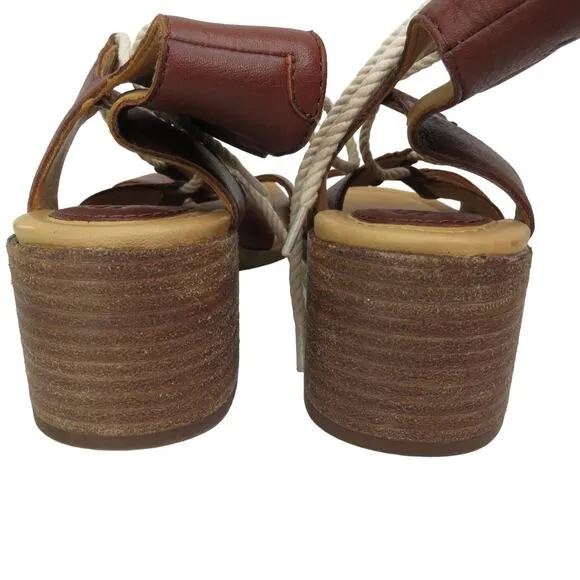 Sperry Top Sider Vivienne Lia Leather Sandals Lace Up Block Heel Size 7