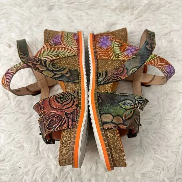 Spring Step L'Artiste Women's Anittas Boho Sandals in Orange Multi sz 6.5-7 USA