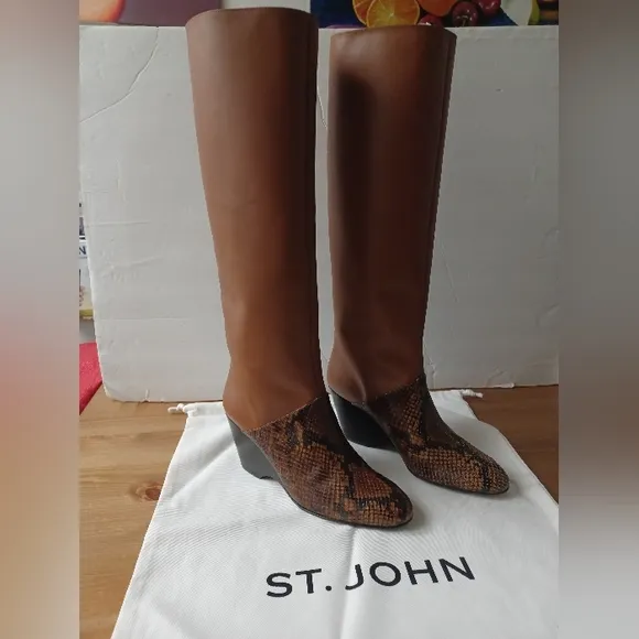 St. John Brown Boots Women Size US 9.5 NWB - originally $1295