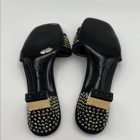 ST. John Navy and Gold Women's Heels embellished with AB Rhinestones