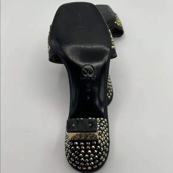 ST. John Navy and Gold Women's Heels embellished with AB Rhinestones