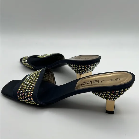 ST. John Navy and Gold Women's Heels embellished with AB Rhinestones