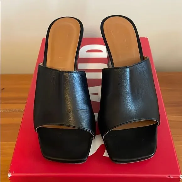 Staud Black Leather Women's Wedge Sandals